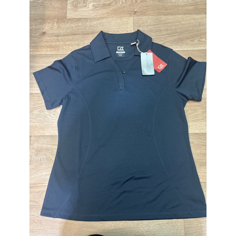 Cutter & Buck Womens CB DryTec Polo Shirt Navy Blue Short Sleeve Golf Top Large